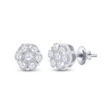 Load image into Gallery viewer, Dazzling Diamond Brilliance Cluster Earrings Top view from the 10Kt White Gold Womens Round Diamond Cluster Earrings 1 6 Cttwpin282347 collection by Splendid Jewellery