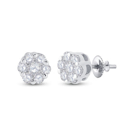 Dazzling Diamond Brilliance Cluster Earrings Top view from the 10Kt White Gold Womens Round Diamond Cluster Earrings 1 6 Cttwpin282347 collection by Splendid Jewellery