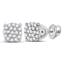 Load image into Gallery viewer, 10kt White Gold Sparkling Diamond Cluster Earrings: Timeless Elegance for Every Occasion Top view from the 10Kt White Gold Womens Round Diamond Cluster Earrings 1 8 Cttwpin90284 collection by Splendid Jewellery