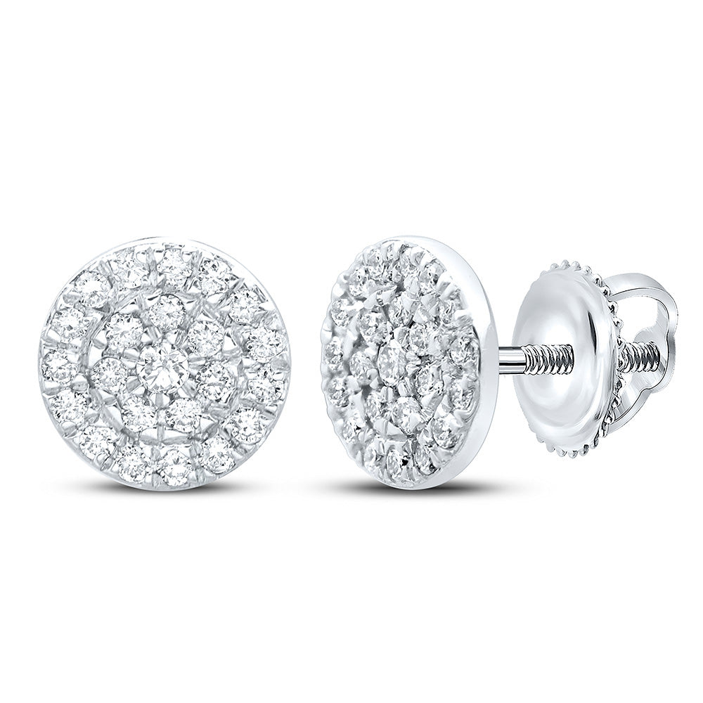 Earrings | 10kt White Gold Womens Round Diamond Cluster Earrings 1/8 Cttw | Splendid Jewellery GND
