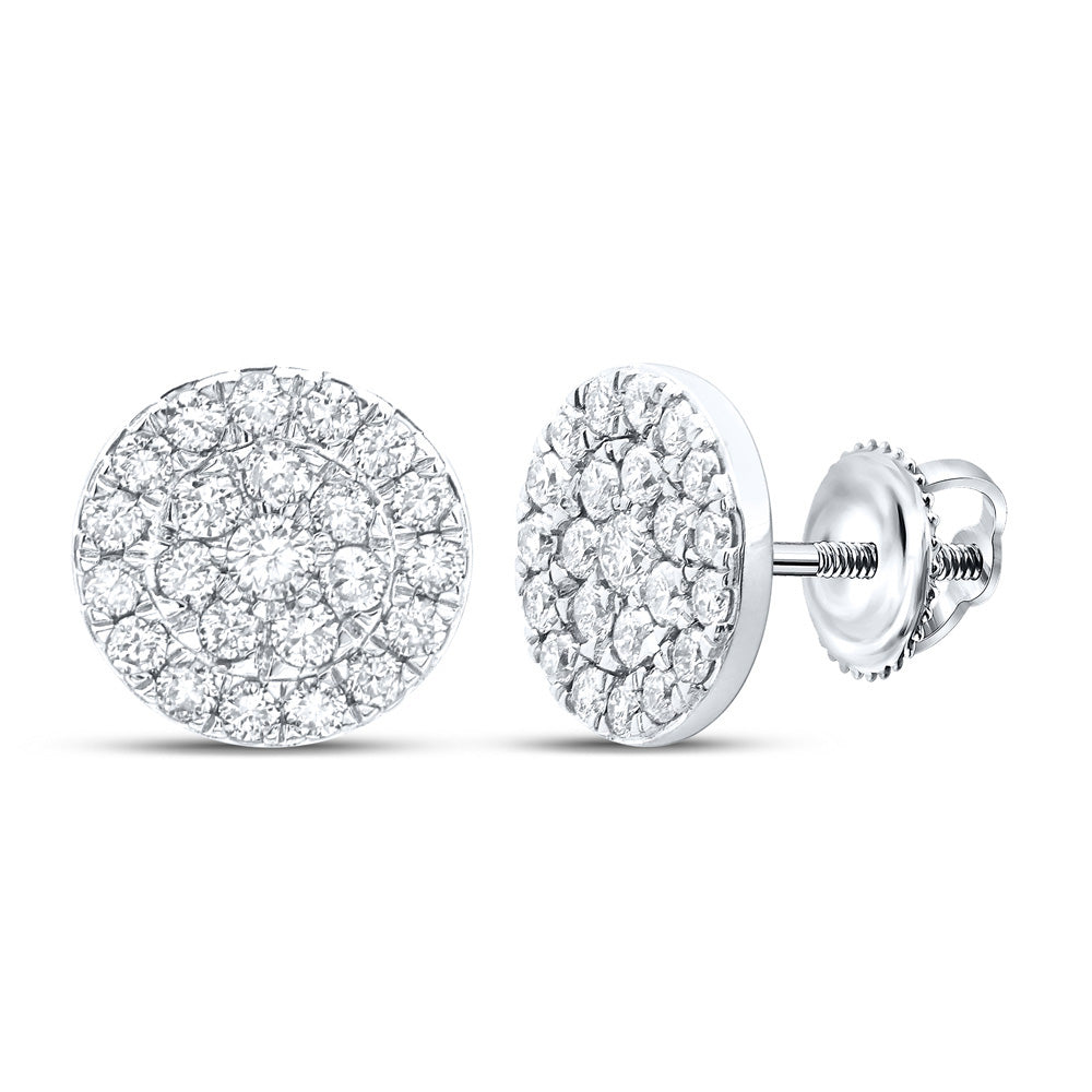 Earrings | 10kt White Gold Womens Round Diamond Cluster Earrings 3/4 Cttw | Splendid Jewellery GND
