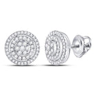 Splendid Jewellery 10kt White Gold Womens Round Diamond Concentric Circle Cluster Earrings  Top View from Splendid Jewellery