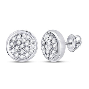 Earrings | 10kt White Gold Womens Round Diamond Concentric Cluster Earrings 1/10 Cttw | Splendid Jewellery GND