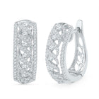 Crisscrossed Brilliance: 10kt White Gold Diamond Openwork Hoop Earrings  Top View from Splendid Jewellery