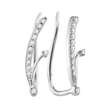 Load image into Gallery viewer, Radiant Sparkle 10kt White Gold Diamond Curved Climber Earrings  Top View from Splendid Jewellery