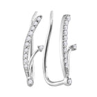 Radiant Sparkle 10kt White Gold Diamond Curved Climber Earrings  Top View from Splendid Jewellery