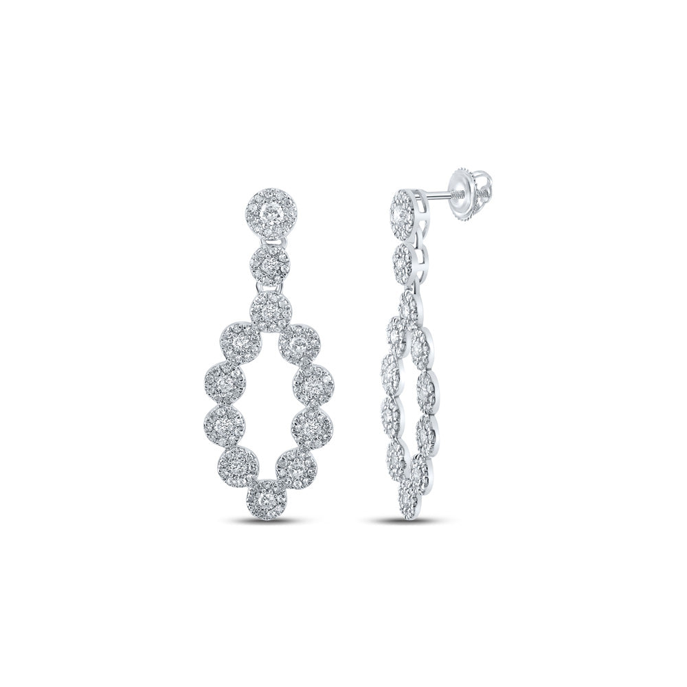 Earrings | 10kt White Gold Womens Round Diamond Dangle Earrings 1-1/4 Cttw | Splendid Jewellery GND