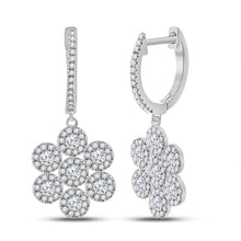Load image into Gallery viewer, Splendid Jewellery 10kt White Gold Diamond Dangle Earrings Top view from the 10Kt White Gold Womens Round Diamond Dangle Earrings 1 Cttwpin281724 collection by Splendid Jewellery