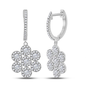 Splendid Jewellery 10kt White Gold Diamond Dangle Earrings Top view from the 10Kt White Gold Womens Round Diamond Dangle Earrings 1 Cttwpin281724 collection by Splendid Jewellery