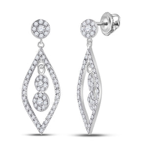Earrings | 10kt White Gold Womens Round Diamond Dangle Earrings 1/2 Cttw | Splendid Jewellery GND