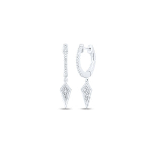 Earrings | 10kt White Gold Womens Round Diamond Dangle Earrings 1/5 Cttw | Splendid Jewellery GND
