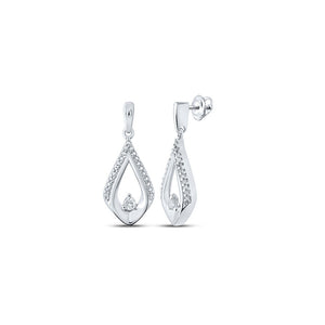 Earrings | 10kt White Gold Womens Round Diamond Dangle Earrings 1/6 Cttw | Splendid Jewellery GND