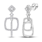 Dazzling White Gold Diamond Square Dangle Earrings - 3/8 Cttw Top view from the 10Kt White Gold Womens Round Diamond Dangle Square Earrings 3 8 Cttwpin224498 collection by Splendid Jewellery