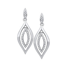 Load image into Gallery viewer, Splendid Jewellery 10kt White Gold Diamond Double Oval Dangle Earrings  Top View from Splendid Jewellery