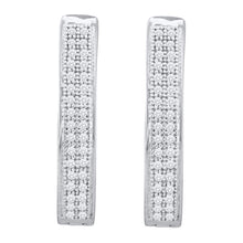 Load image into Gallery viewer, Sparkling Brilliance: 10kt White Gold Double Row Diamond Hoop Earrings  Top View from Splendid Jewellery