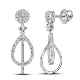 Splendid Jewellery 10kt White Gold Diamond Teardrop Dangle Earrings Top view from the 10Kt White Gold Womens Round Diamond Double Teardrop Dangle Earrings 3 8 Cttwpin224496 collection by Splendid Jewellery