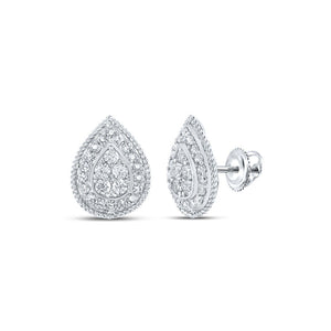 Earrings | 10kt White Gold Womens Round Diamond Drop Cluster Earrings 1/2 Cttw | Splendid Jewellery GND