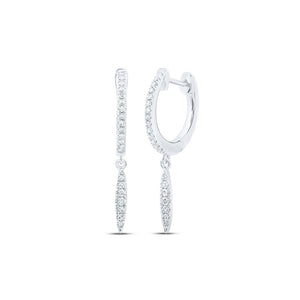 Earrings | 10kt White Gold Womens Round Diamond Drop Dangle Earrings 1/6 Cttw | Splendid Jewellery GND