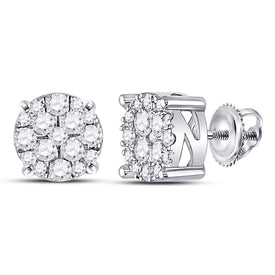 10kt White Gold Diamond Cluster Earrings: A Mesmerizing Touch of Elegance Top view from the 10Kt White Gold Womens Round Diamond Fashion Cluster Earrings 1 4 Cttwpin280251 collection by Splendid Jewellery