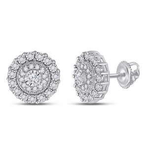 Earrings | 10kt White Gold Womens Round Diamond Fashion Cluster Earrings 1/5 Cttw | Splendid Jewellery GND