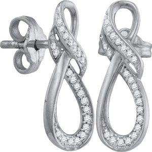 Earrings | 10kt White Gold Womens Round Diamond Fashion Earrings 1/6 Cttw | Splendid Jewellery GND