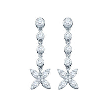Load image into Gallery viewer, Sparkling Diamond Blossom Dangle Earrings  Top View from Splendid Jewellery