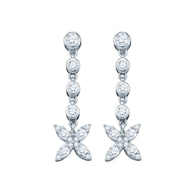 Sparkling Diamond Blossom Dangle Earrings  Top View from Splendid Jewellery