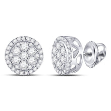 Load image into Gallery viewer, Dazzling Blossom Diamond Cluster Earrings Top view from the 10Kt White Gold Womens Round Diamond Flower Cluster Earrings 1 2 Cttwpin280250 collection by Splendid Jewellery