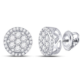 Dazzling Blossom Diamond Cluster Earrings Top view from the 10Kt White Gold Womens Round Diamond Flower Cluster Earrings 1 2 Cttwpin280250 collection by Splendid Jewellery