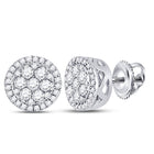Sparkling Blossom Diamond Earrings in 10kt White Gold by Splendid Jewellery Top view from the 10Kt White Gold Womens Round Diamond Flower Cluster Earrings 3 8 Cttwpin280240 collection by Splendid Jewellery
