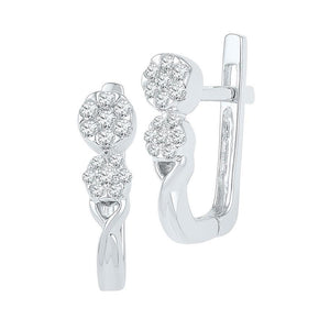 Earrings | 10kt White Gold Womens Round Diamond Flower Cluster Hoop Earrings 1/4 Cttw | Splendid Jewellery GND