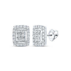Earrings | 10kt White Gold Womens Round Diamond Frame Cluster Earrings 1/2 Cttw | Splendid Jewellery GND