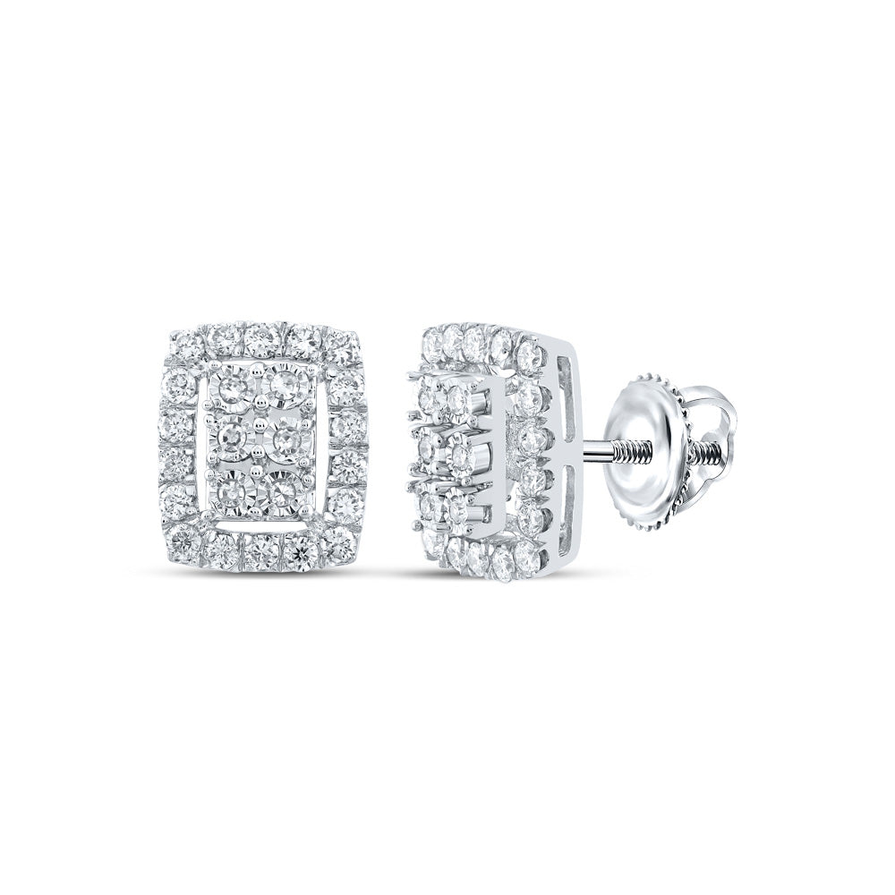 Earrings | 10kt White Gold Womens Round Diamond Frame Cluster Earrings 3/8 Cttw | Splendid Jewellery GND