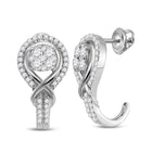 Radiant Brilliance: 10kt White Gold Womens Round Diamond Half J Hoop Earrings 1/2 Cttw - Alternate view 1 from Splendid Jewellery