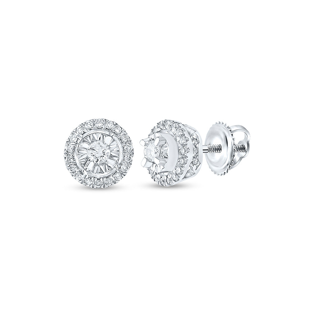 Earrings | 10kt White Gold Womens Round Diamond Halo Earrings 1/4 Cttw | Splendid Jewellery GND