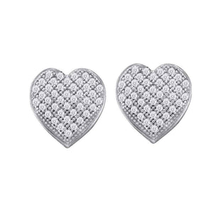 Earrings | 10kt White Gold Womens Round Diamond Heart Cluster Earrings 1/10 Cttw | Splendid Jewellery GND