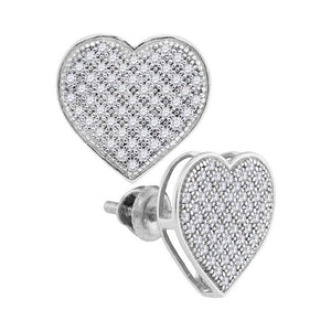 Earrings | 10kt White Gold Womens Round Diamond Heart Cluster Earrings 1/3 Cttw | Splendid Jewellery GND
