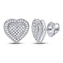 Load image into Gallery viewer, Romantic Heart Cluster Diamond Earrings in 10kt White Gold  Top View from Splendid Jewellery