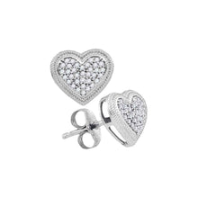 Load image into Gallery viewer, Romantic Brilliance: 10kt White Gold Diamond Heart Cluster Earrings  Top View from Splendid Jewellery