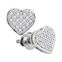 Load image into Gallery viewer, 10kt White Gold Heart Diamond Earrings: A Timeless Symbol of Love and Elegance Top view from the 10Kt White Gold Womens Round Diamond Heart Cluster Stud Earrings 1 10 Cttwpin80704 collection by Splendid Jewellery