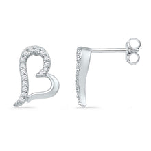 Load image into Gallery viewer, Romantic Heart-Shaped Diamond Earrings in 10kt White Gold  Top View from Splendid Jewellery