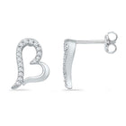 Romantic Heart-Shaped Diamond Earrings in 10kt White Gold  Top View from Splendid Jewellery