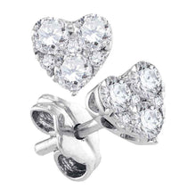 Load image into Gallery viewer, Radiant Love: 10kt White Gold Diamond Heart Earrings  Top View from Splendid Jewellery