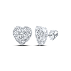 Earrings | 10kt White Gold Womens Round Diamond Heart Earrings 1/3 Cttw | Splendid Jewellery GND
