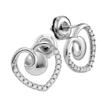 Load image into Gallery viewer, Captivating Love and Sparkle 10kt White Gold Diamond Heart Earrings  Top View from Splendid Jewellery