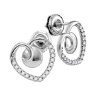 Captivating Love and Sparkle 10kt White Gold Diamond Heart Earrings  Top View from Splendid Jewellery