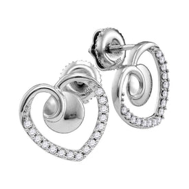 Captivating Love and Sparkle 10kt White Gold Diamond Heart Earrings  Top View from Splendid Jewellery