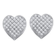 Load image into Gallery viewer, Heart&#39;s Desire: 10kt White Gold Womens Round Diamond Heart Earrings 1/4 Cttw  Top View from Splendid Jewellery