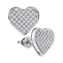 Load image into Gallery viewer, Heartbeat of Elegance: 10kt White Gold Womens Round Diamond Heart Earrings  Top View from Splendid Jewellery