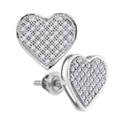 Heartbeat of Elegance: 10kt White Gold Womens Round Diamond Heart Earrings  Top View from Splendid Jewellery